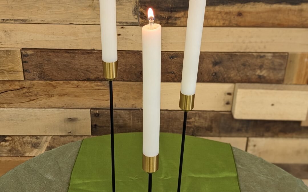 Trio of Black & Gold Metal Taper Holders